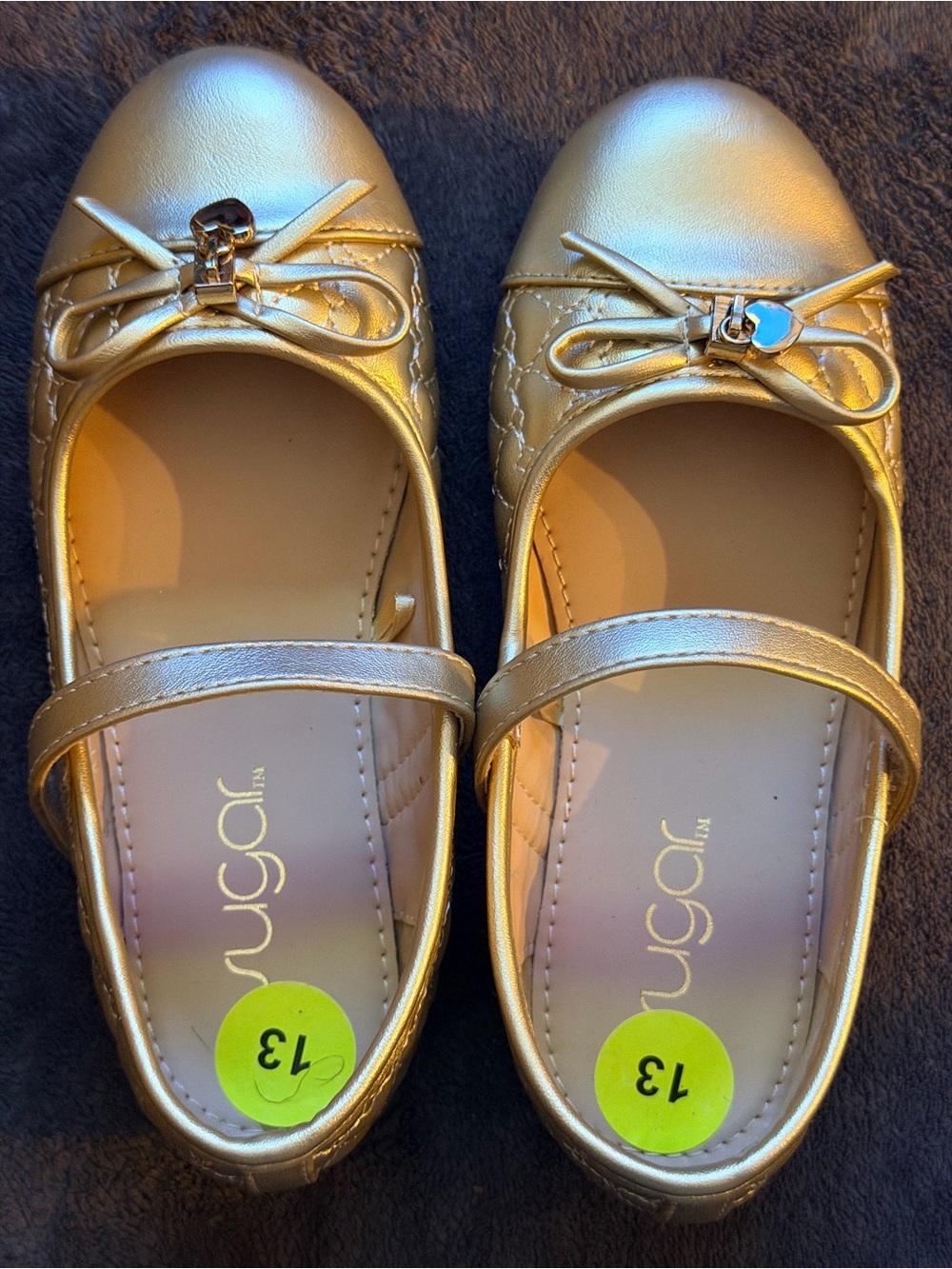 UGG Metallic Gold Girls' Mary Jane Ballet Flats with Bow